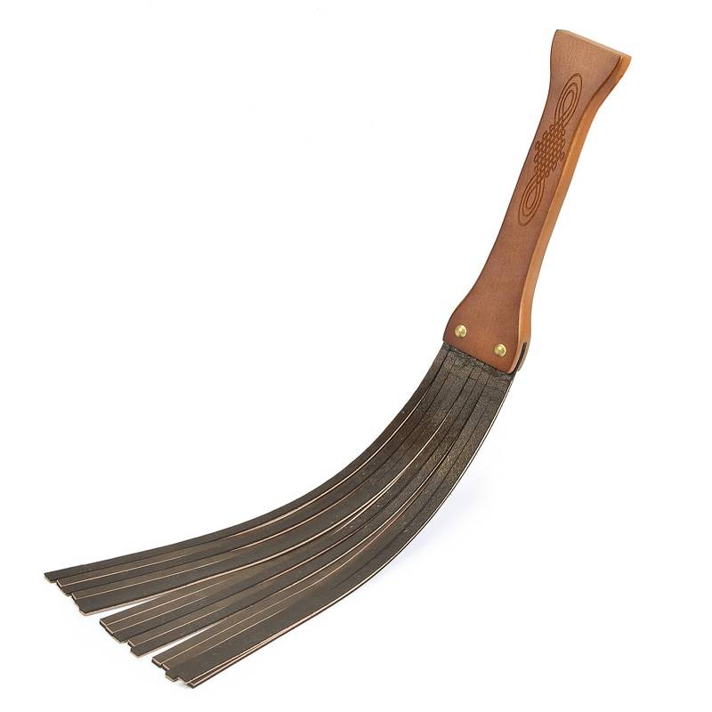 Genuine Leather BDSM Flogger with Wooden Handle Genuine Leather BDSM Flogger with Wooden Handle