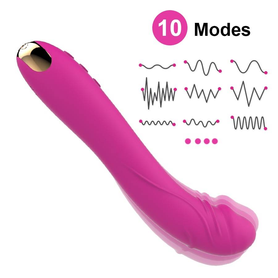 Soft Silicone Waterproof Rechargeable Pink Vibrator With 10 Vibrating Modes Soft Silicone 10 Modes Vibrator