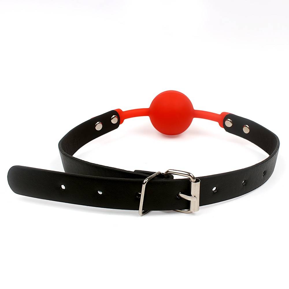 Leather Mouth Gag with Silicone Ball Adult Products cb5feb1b7314637725a2e7: Black / Black|Pink / Black|Red/Black