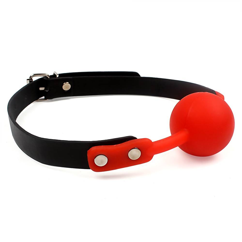 Leather Mouth Gag with Silicone Ball Adult Products cb5feb1b7314637725a2e7: Black / Black|Pink / Black|Red/Black