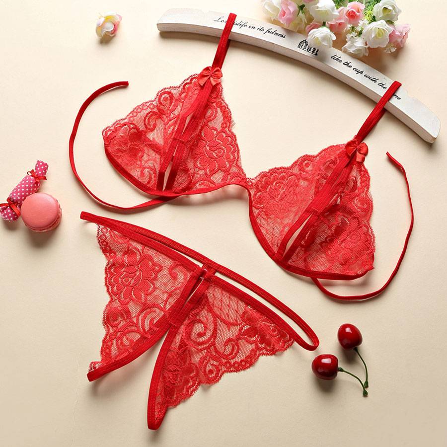 Women's Sexy Transparent Lace Crotchless Lingerie