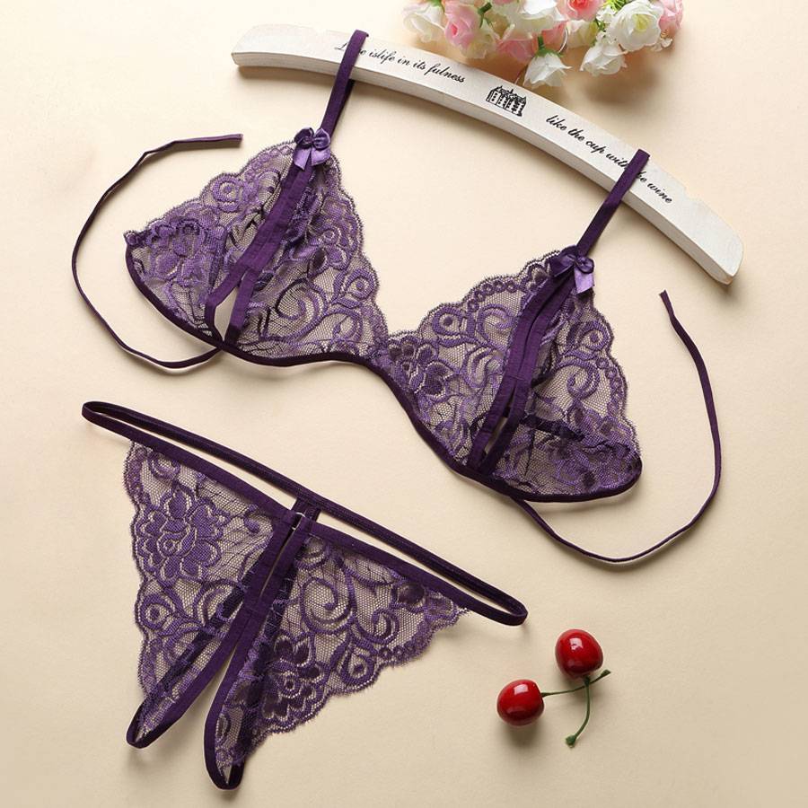 Women's Sexy Transparent Lace Crotchless Lingerie