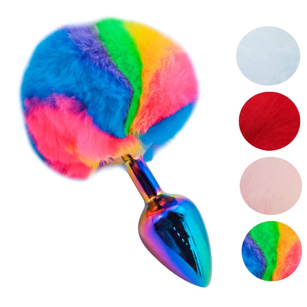 Multicolored Metal Butt Plug in Small Size