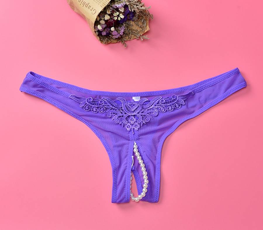 Sexy Crotchless Panties with Pearls Adult Products cb5feb1b7314637725a2e7: Black|Purple|Red|Skin|White