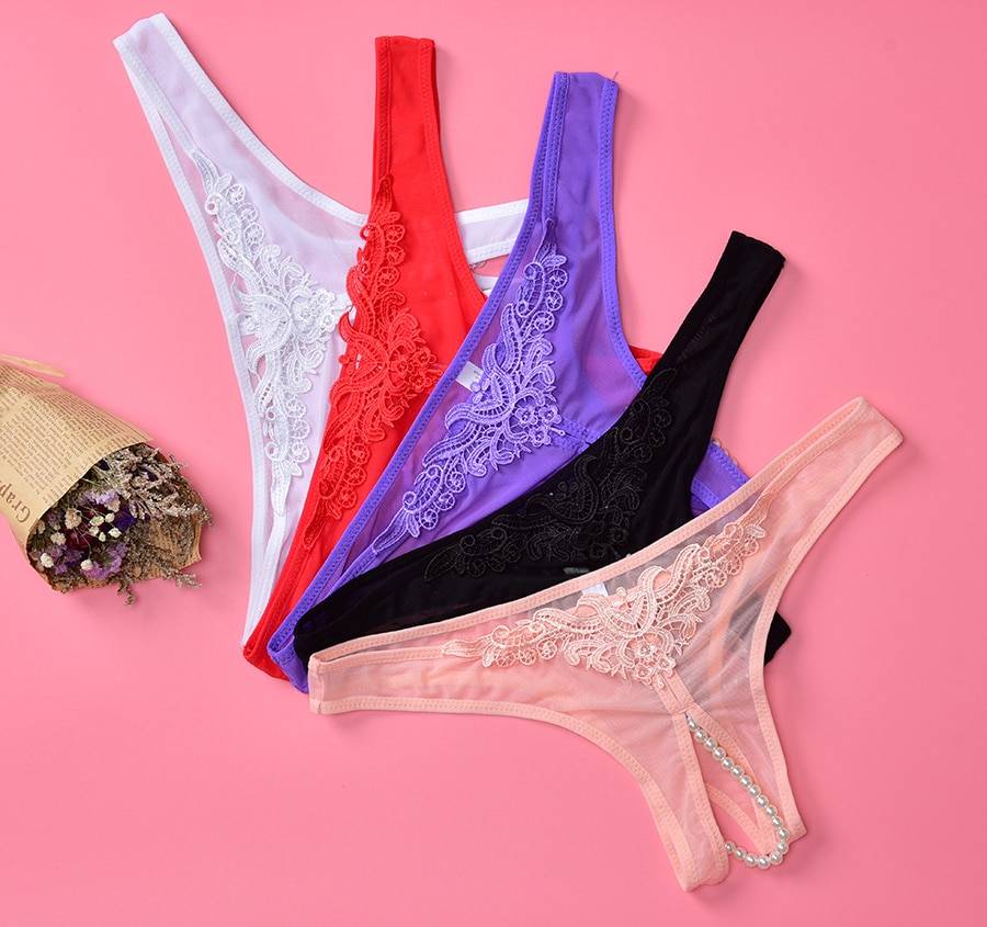 Sexy Crotchless Panties with Pearls Adult Products cb5feb1b7314637725a2e7: Black|Purple|Red|Skin|White