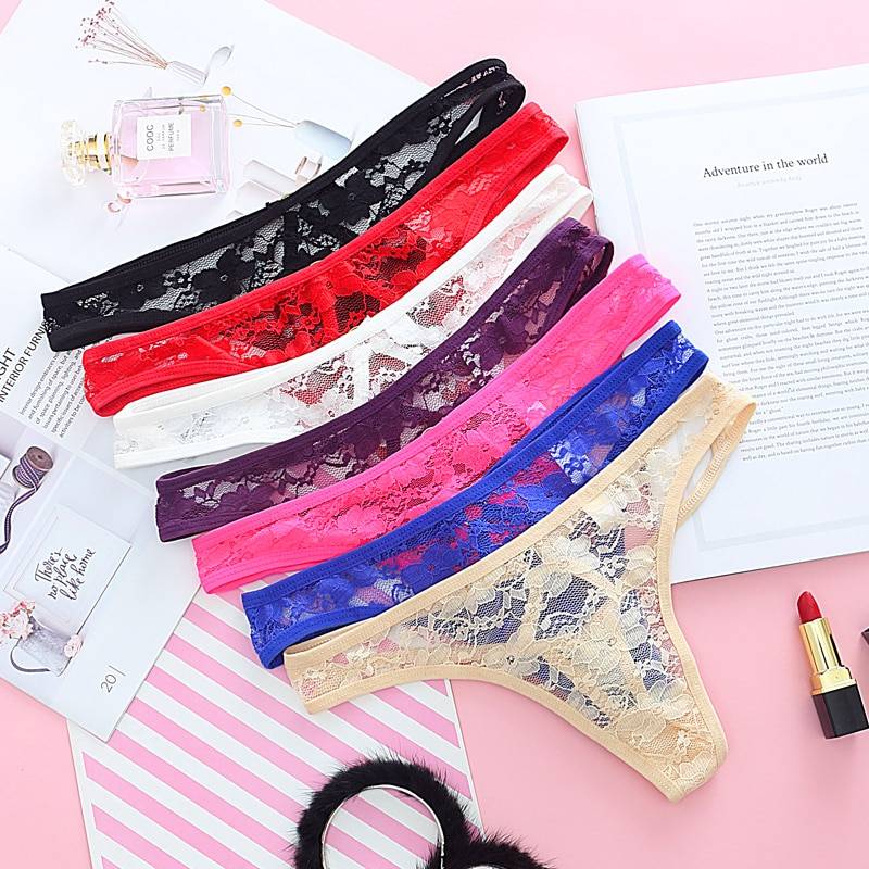 Women’s Sheer Lace Strappy Panties Adult Products cb5feb1b7314637725a2e7: Apricot|Black|Blue|Purple|Red|Rose|White