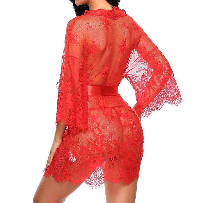 Women's Sexy Lace-Trim Robe and Panties Set Women's Sexy Lace-Trim Robe and Panties Set