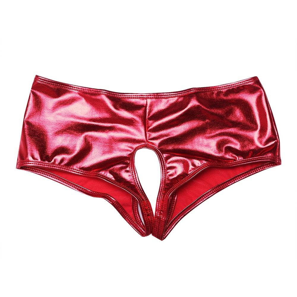 Women’s Metallic Crotchless Panties Adult Products cb5feb1b7314637725a2e7: Black|Red