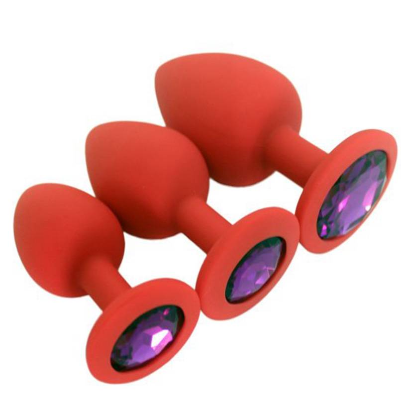 Cute Ergonomic Crystal Silicone Anal Plugs Set Adult Products cb5feb1b7314637725a2e7: Black|Pink|Purple|Red