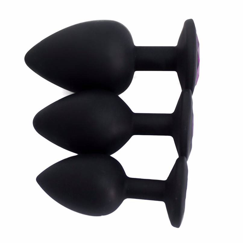 Cute Ergonomic Crystal Silicone Anal Plugs Set Adult Products cb5feb1b7314637725a2e7: Black|Pink|Purple|Red
