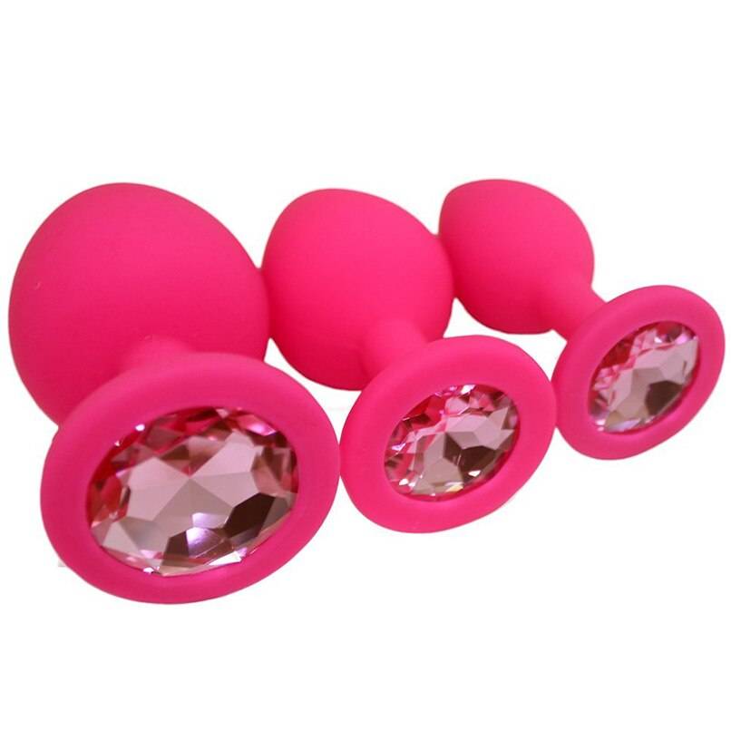 Cute Ergonomic Crystal Silicone Anal Plugs Set