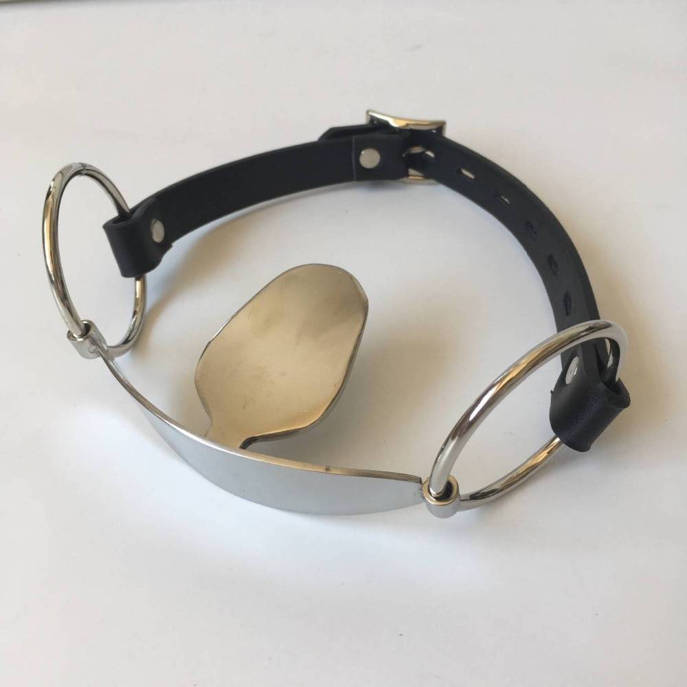 Cute Restrictive Leather Stainless Steel Mouth Gag Adult Products Function: gag ball