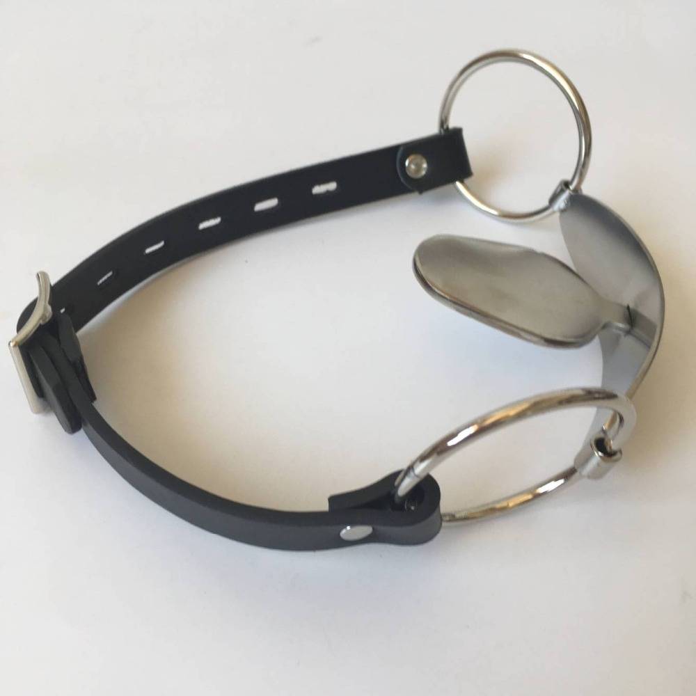Cute Restrictive Leather Stainless Steel Mouth Gag Adult Products Function: gag ball