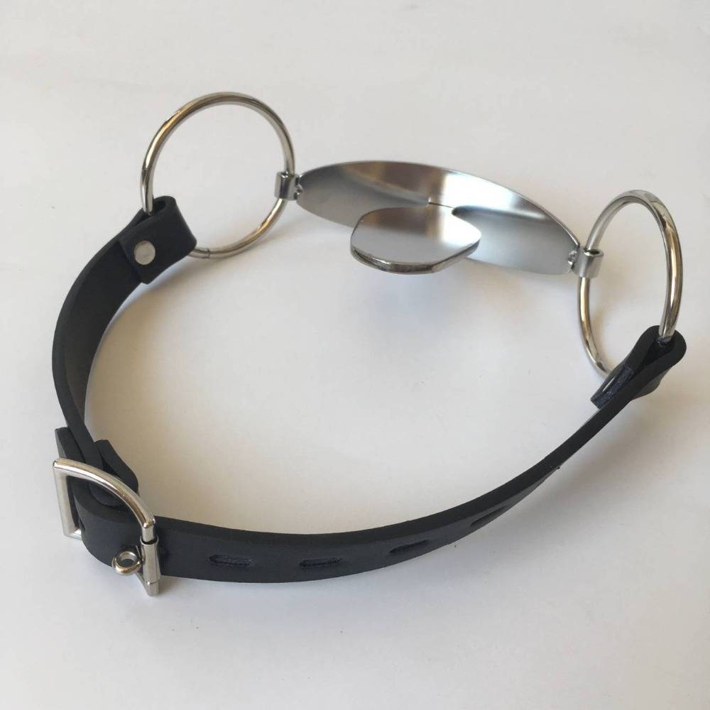 Cute Restrictive Leather Stainless Steel Mouth Gag Adult Products Function: gag ball