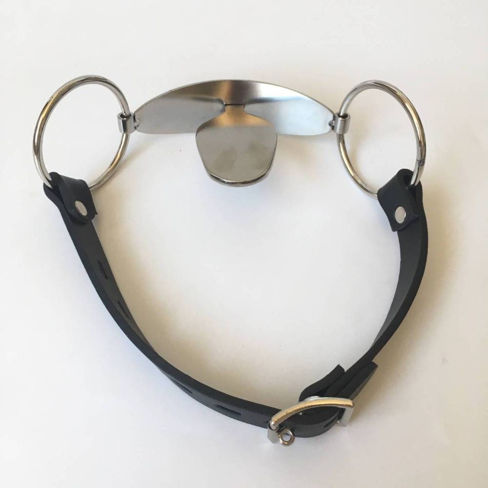 Cute Restrictive Leather Stainless Steel Mouth Gag Adult Products Function: gag ball