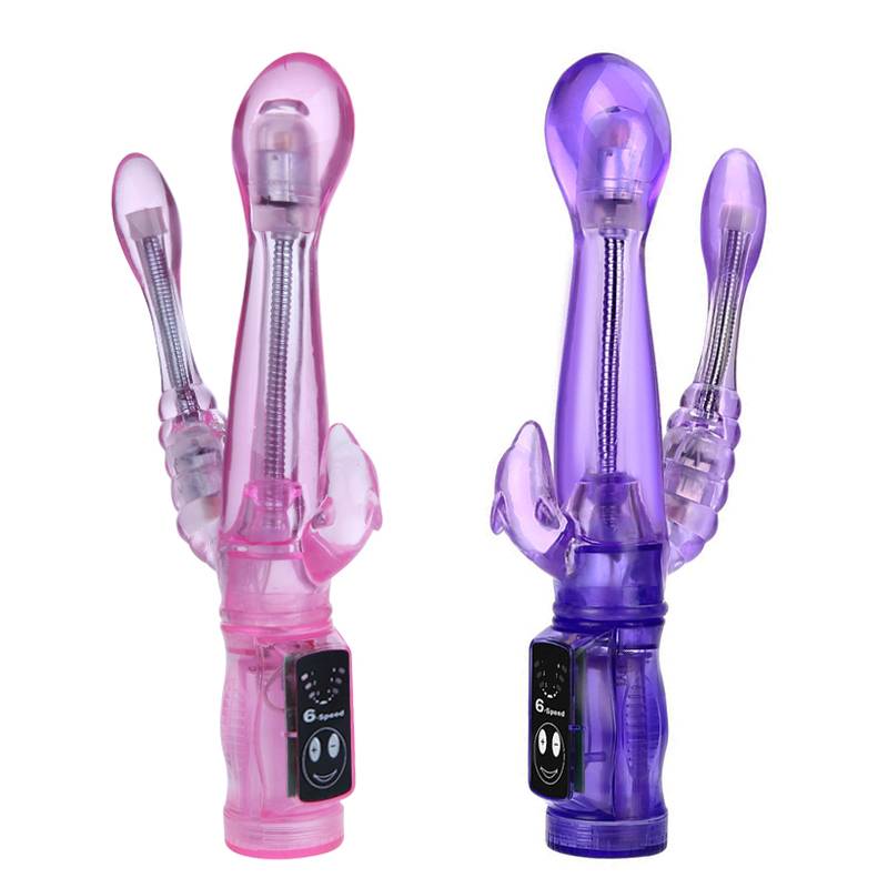 Cute Multifunctional Ergonomic Rubber Double Vibrator Adult Products cb5feb1b7314637725a2e7: Pink|Purple