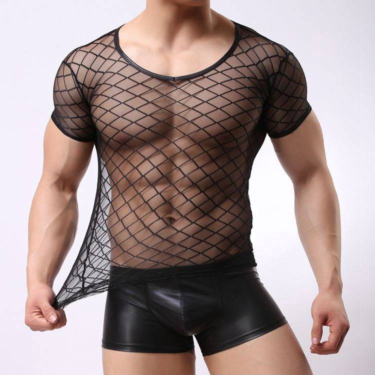 Men’s Fishnet Transparent Top Adult Products cb5feb1b7314637725a2e7: Black