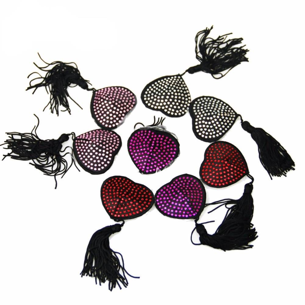 Heart Shaped Sequined Breast Nipple Covers Adult Products cb5feb1b7314637725a2e7: Pink|Purple|Red|White
