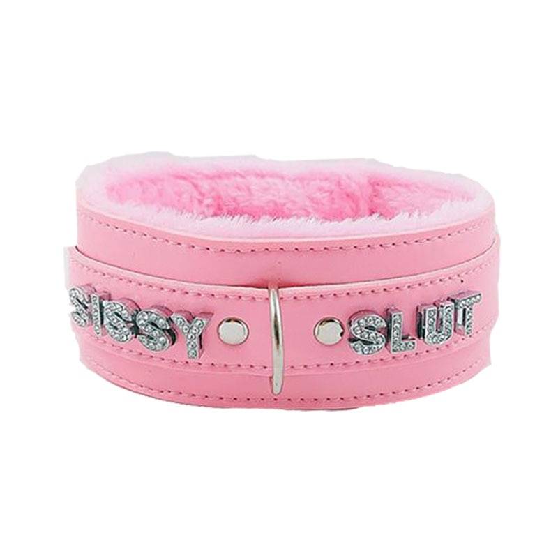 BDSM Rhineston Collar in Pink Color