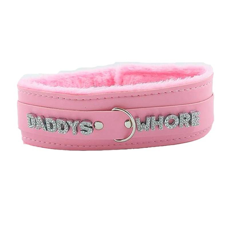 BDSM Rhineston Collar in Pink Color