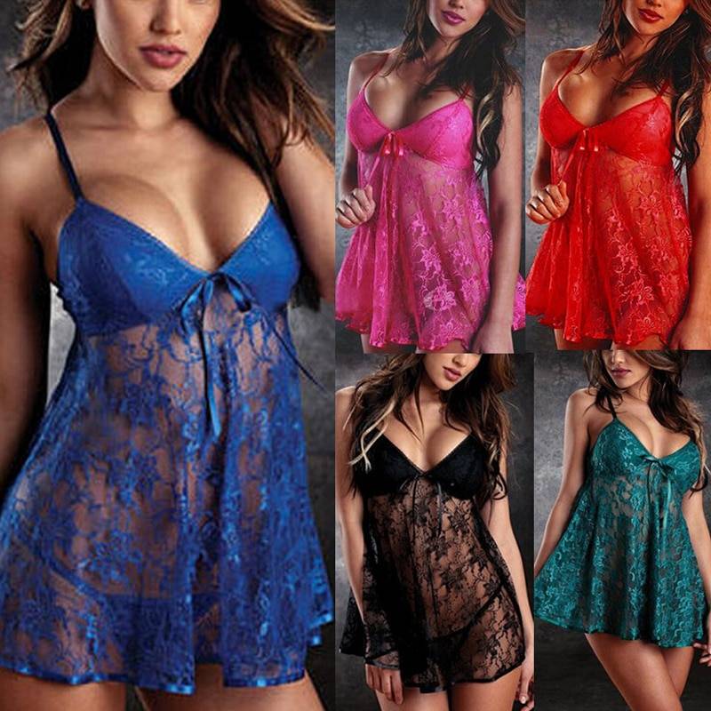 Women’s Ocean Breeze Lace Babydoll Lingerie with Panties Adult Products cb5feb1b7314637725a2e7: Black|Blue|Red|Rose