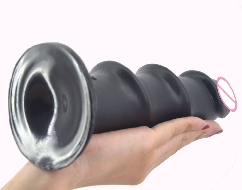 Extra Large Size Ribbed Silicone Dildo Adult Products cb5feb1b7314637725a2e7: Black|Flesh|Pink