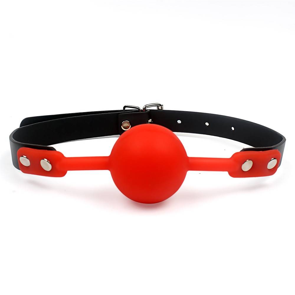 Leather Mouth Gag with Silicone Ball Adult Products cb5feb1b7314637725a2e7: Black / Black|Pink / Black|Red/Black