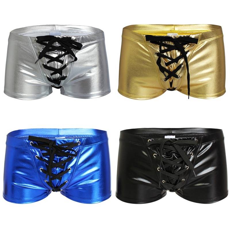 Men’s Lace Up Metallic Boxers Adult Products cb5feb1b7314637725a2e7: Black|Blue|Gold|Silver