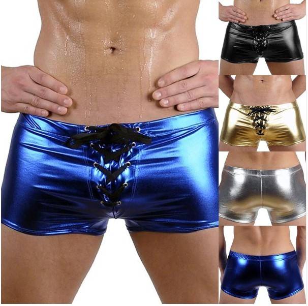 Men’s Lace Up Metallic Boxers Adult Products cb5feb1b7314637725a2e7: Black|Blue|Gold|Silver