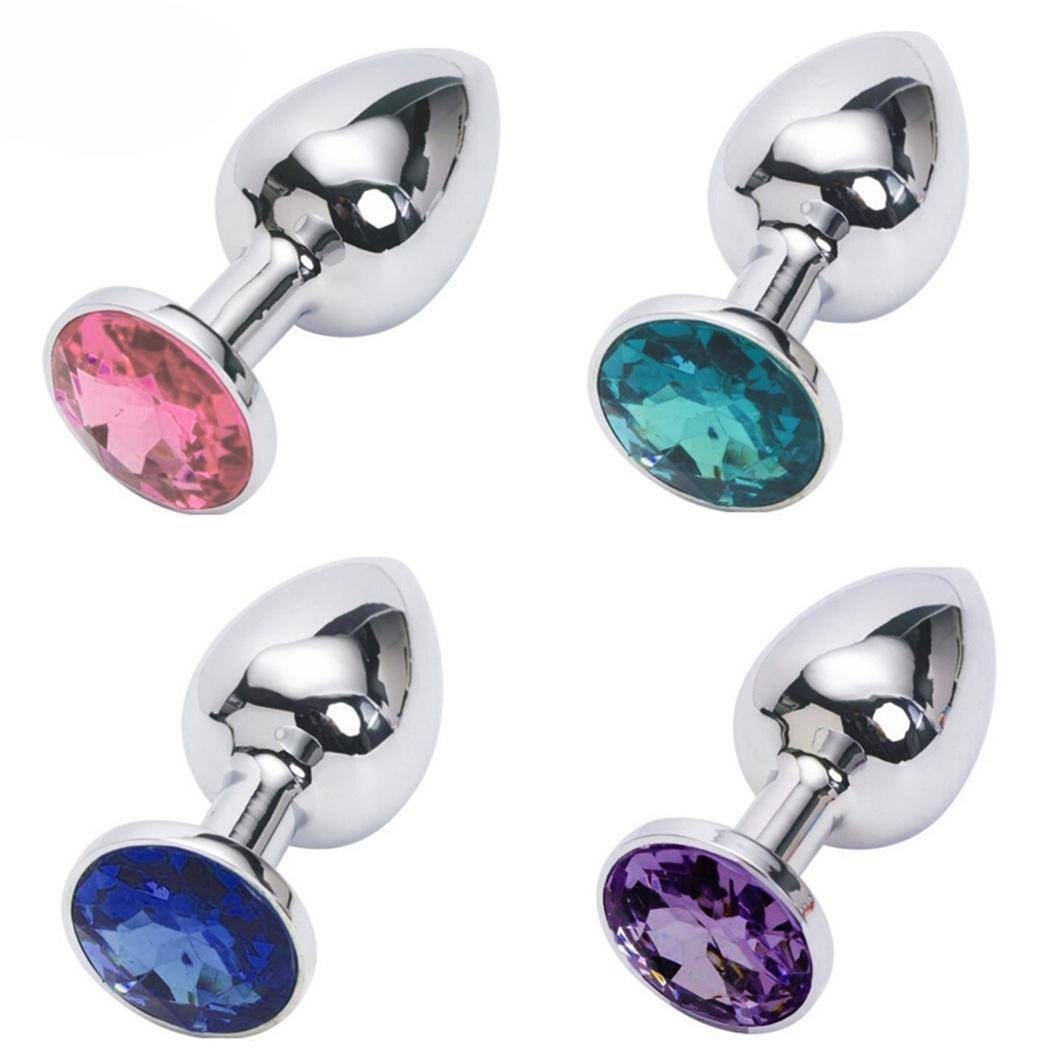 Metal Unisex Anal Plug with Crystal Adult Products 6f6cb72d544962fa333e2e: 1 x Medium|1 x Small