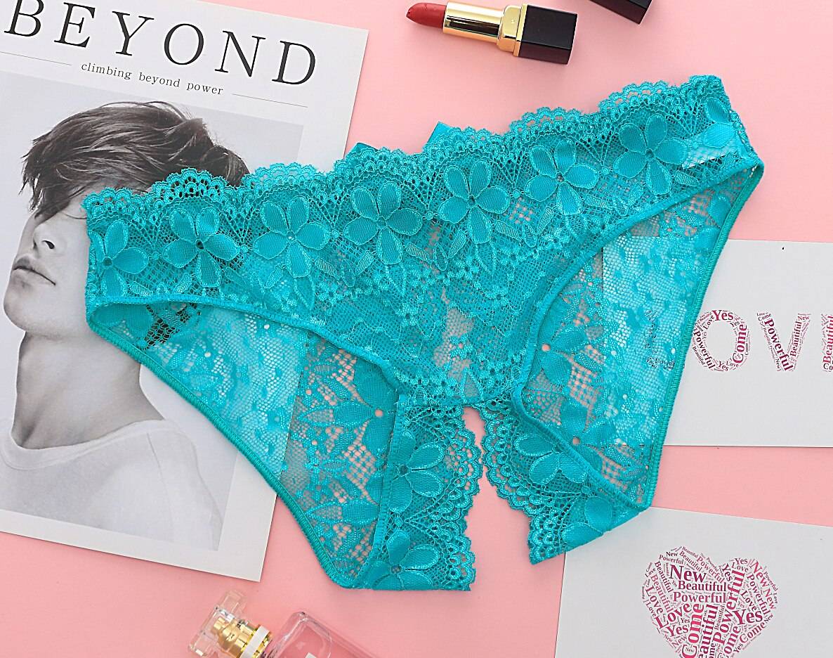 Open Crotch Floral Lace Panties