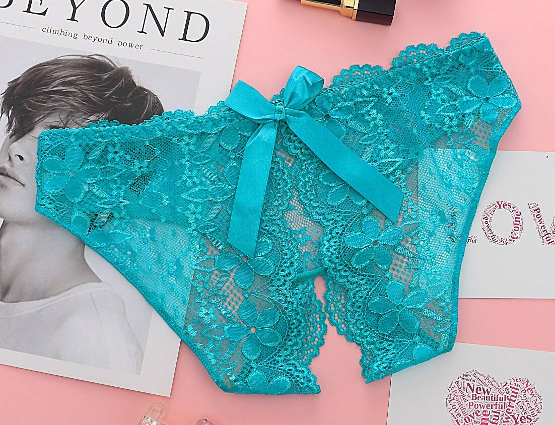 Open Crotch Floral Lace Panties
