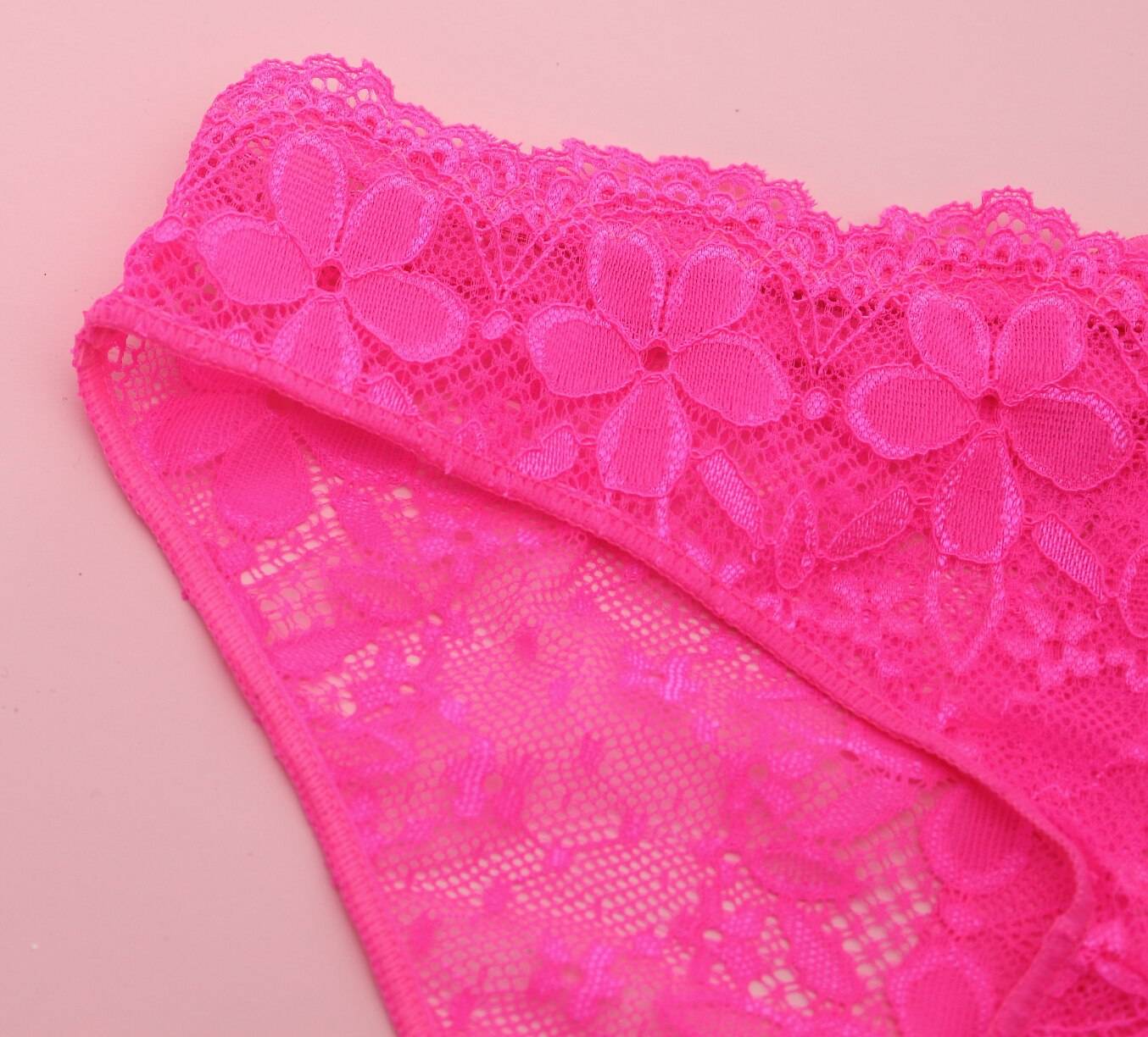 Open Crotch Floral Lace Panties