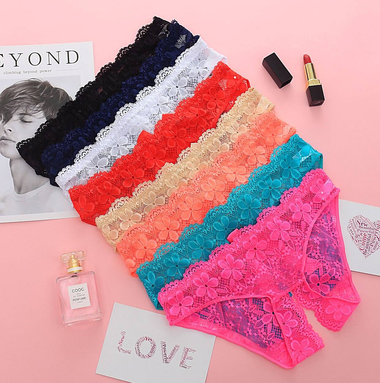 Open Crotch Floral Lace Panties