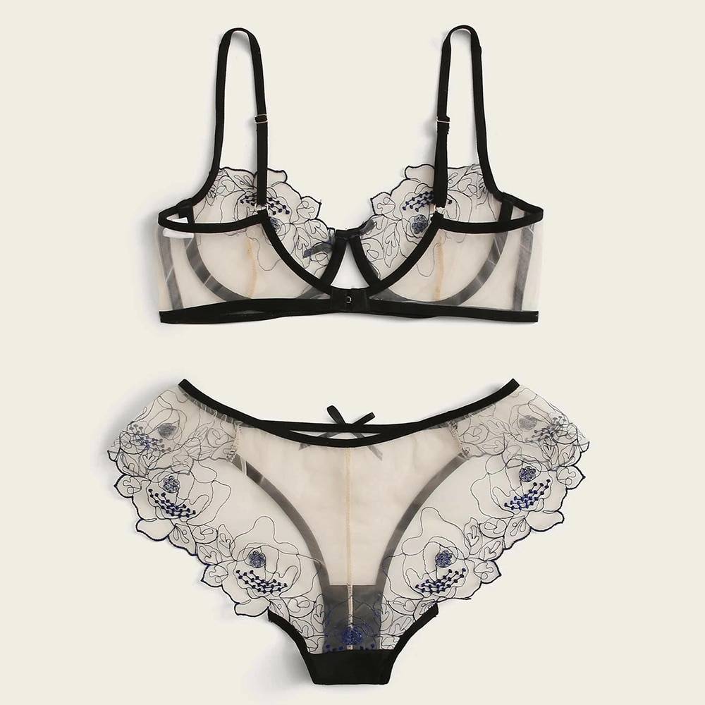 See-Through Set of Bra and Panty for Women Adult Products cb5feb1b7314637725a2e7: Black|Red