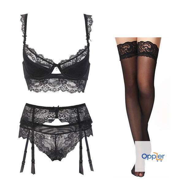 Sexy Breathable Transparent Lace Women’s Underwear Set Adult Products cb5feb1b7314637725a2e7: Black