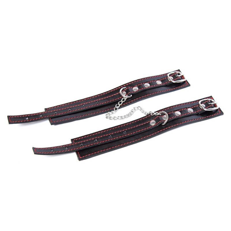 Studded Leather Bondage Handcuffs Adult Products cb5feb1b7314637725a2e7: Black Red