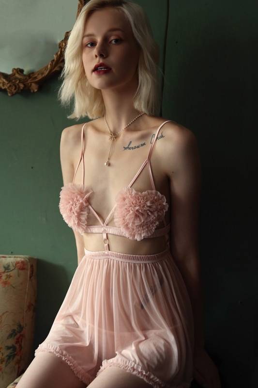 Women’s Valentine’s Day Nightgown with Panties 2 Pcs Set Adult Products cb5feb1b7314637725a2e7: Pink