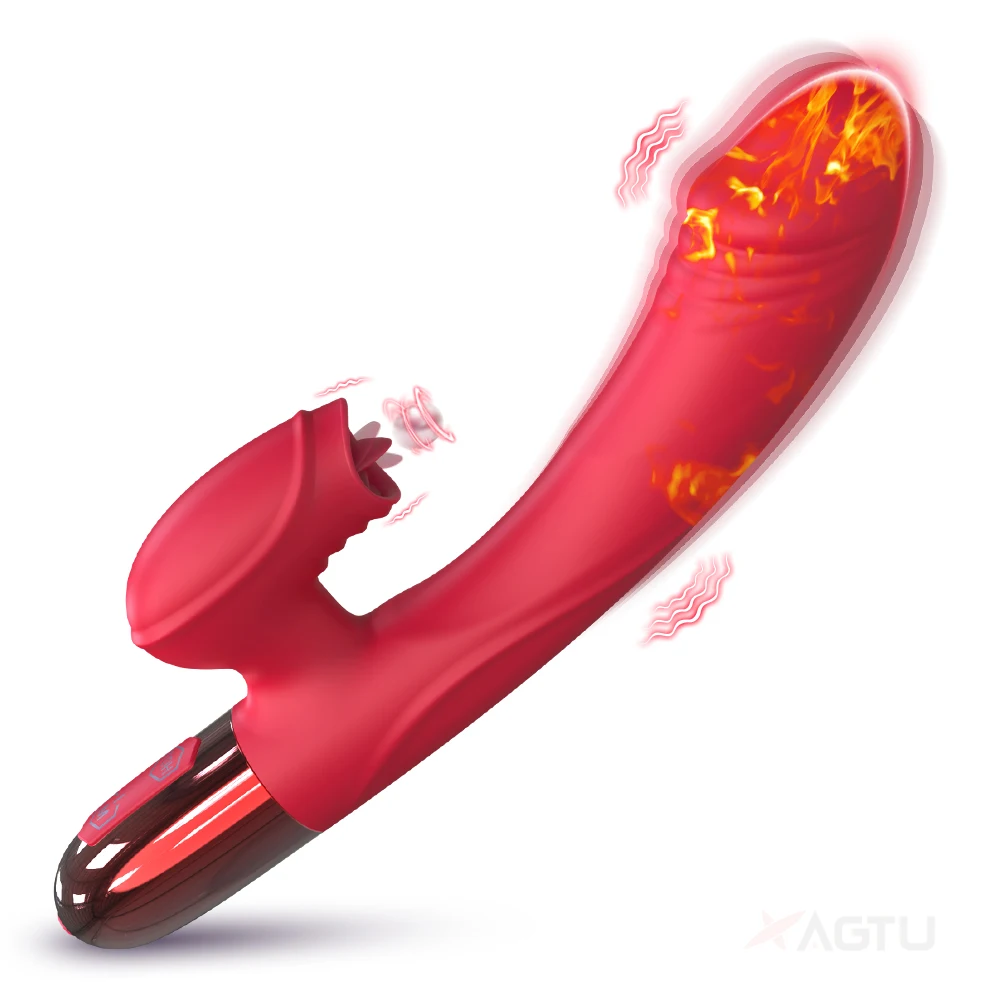 Heating G Spot Dildo Vibrator for Women with Tongue Licking Clitoris Stimulator Female Masturbator Adults Goods Sex Toys Sex Toys For Women cb5feb1b7314637725a2e7: ZD058-RD