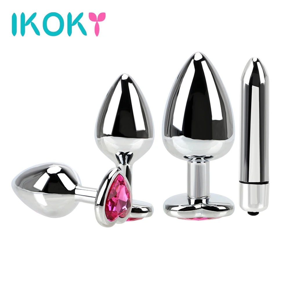 IKOKY Stainless Steel Anal Plug Bullet Vibrators Female Masturbation Prostate Massager Sex Toys For Men Butt Plug Vibrators Sex Toys For Men cb5feb1b7314637725a2e7: large|large and bullet|medium|medium and bullet|S M L and bullet|small|small and bullet