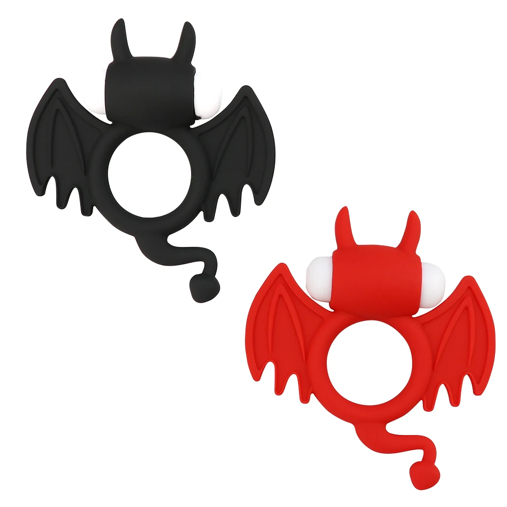 Soft Silicone Dual Vibrating Cock Ring Dick Penis Ring Cockring Adult Sex Toys for Men for Couples Enhancing Harder Erection Sex Toys For Men cb5feb1b7314637725a2e7: Black Bat|Black rabbit|Black round|Purple rabbit|Purple round|Red bat