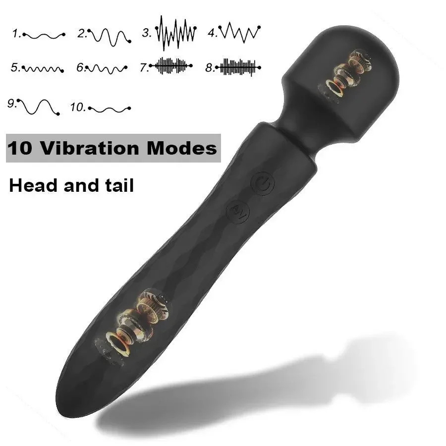 Powerful Dual Motor Vibrator for Woman AV Magic Wand G Spot Massage Clitoris Stimulation, 10 Vibration Modes Adult Sex Toys Vibrators cb5feb1b7314637725a2e7: Black|White