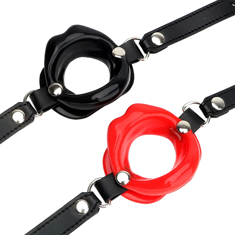 IKOKY Sex Toys for Couples SM Bondage Open Mouth Gag O Ring Oral Fixation Rubber Lips Adult Product Fetish Restraints Leather Sex Games cb5feb1b7314637725a2e7: Black|Red