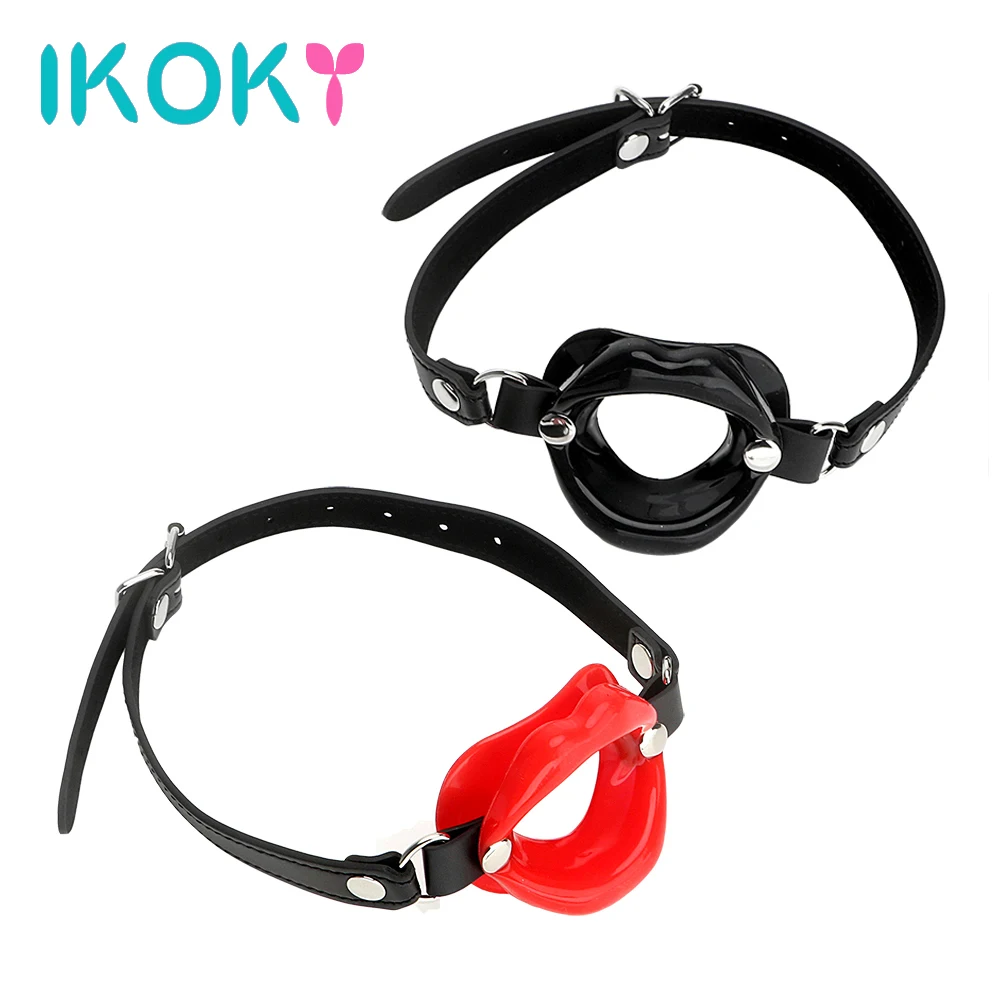 IKOKY Sex Toys for Couples SM Bondage Open Mouth Gag O Ring Oral Fixation Rubber Lips Adult Product Fetish Restraints Leather Sex Games cb5feb1b7314637725a2e7: Black|Red