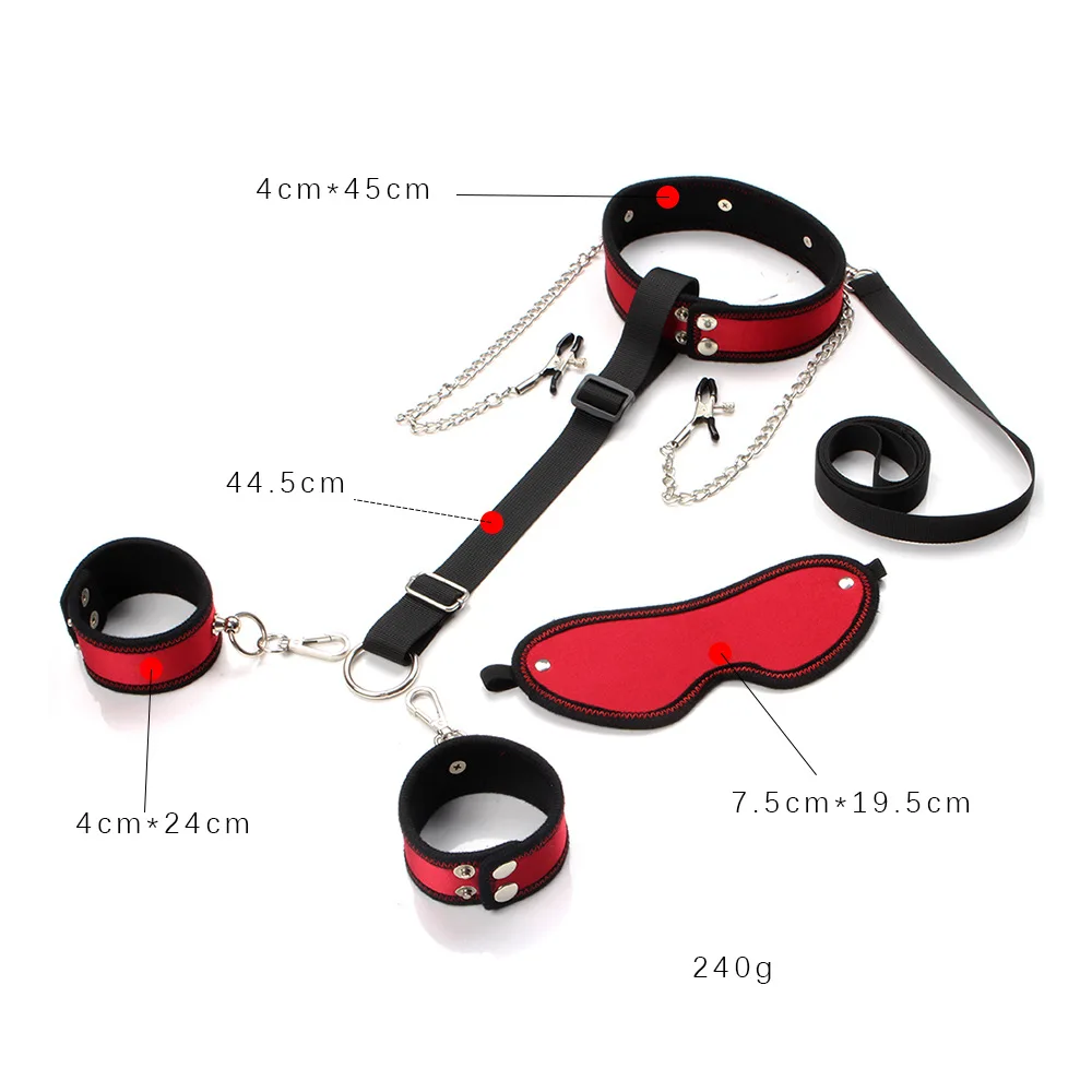 Behind Back SM Collar Body Restraints Handcuff Nipple Clampls Bondage Harness Belt Master BDSM Erotic Sex Toys For Couples Games Sex Games cb5feb1b7314637725a2e7: Black Red