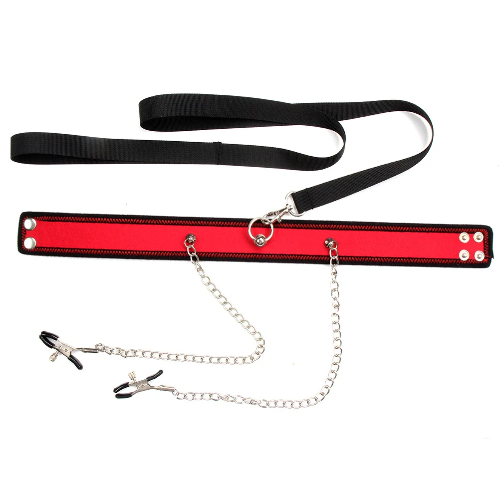 Behind Back SM Collar Body Restraints Handcuff Nipple Clampls Bondage Harness Belt Master BDSM Erotic Sex Toys For Couples Games Sex Games cb5feb1b7314637725a2e7: Black Red