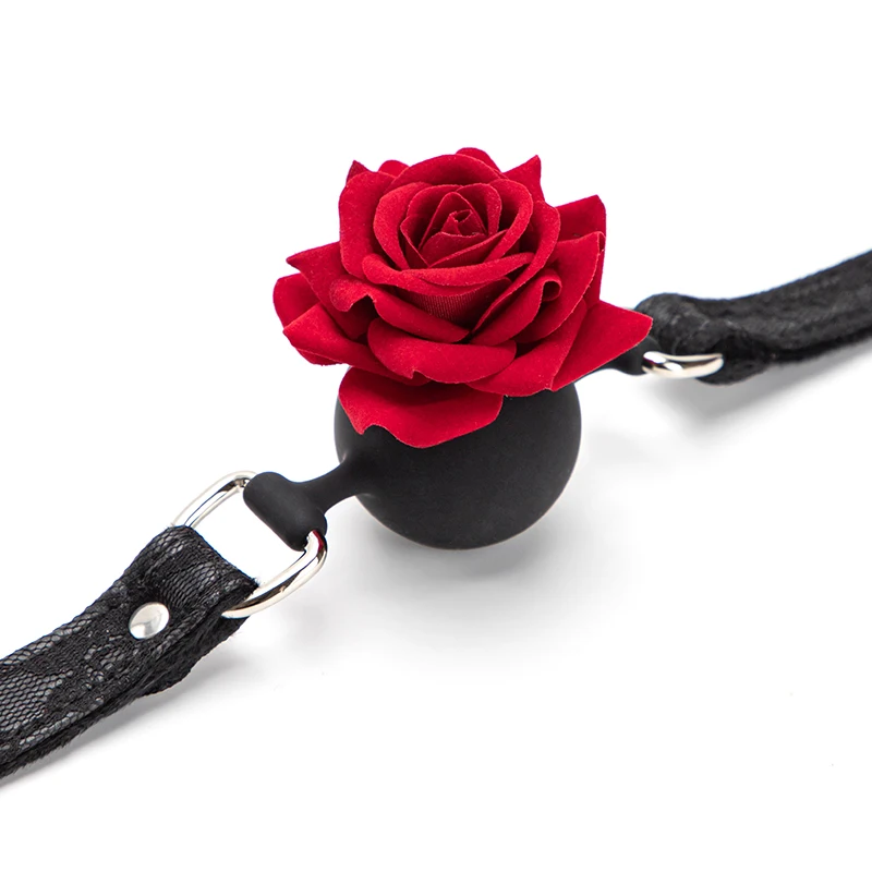 BLACKWOLF Soft Silicone Ball Gag Bondage Lace Rose Flower Open Mouth Gags Oral Fixation Adult Sex Toys For Couples BDSM Game Sex Games cb5feb1b7314637725a2e7: Black|Pink|Purple|Red|Tang