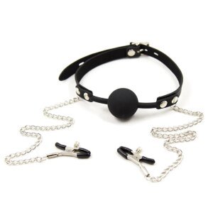 Silicone Mouth Gag Chain Nipple Clamp BDSM Bondage Sex Toy For SM Game Bondage Gear cb5feb1b7314637725a2e7: Black|Pink|Purple|Red