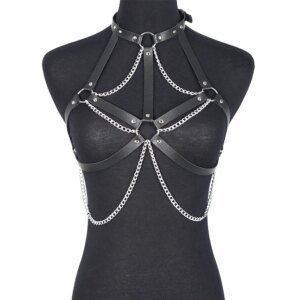 Women Sexy Chain Harness Belt Leather Lingerie Bdsm Sex Bondage Harness Sex Toys Goth Fetish Clothing Festival Rave Outfit Bondage Gear cb5feb1b7314637725a2e7: harness bra