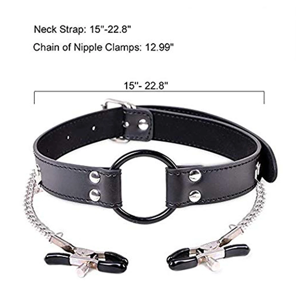 PU Leather Bondage Choker Collar with Nipple Clamp Toy for Woman Adjustable Neck Restraint Leash BDSM Erotic Sex Toys For Couple Bondage Gear cb5feb1b7314637725a2e7: Black